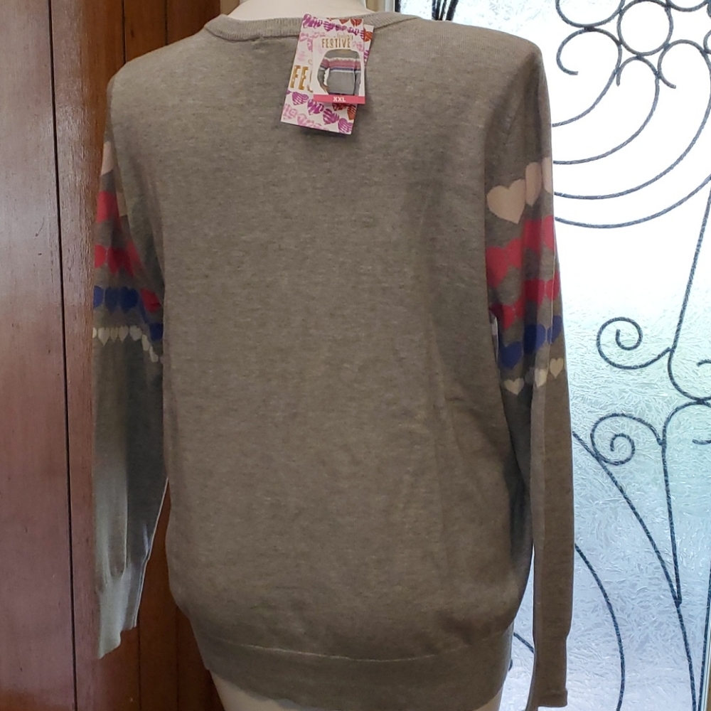 Feeling Festive Hearts Sweater Woman's Size XXL - Picture 6 of 8